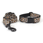 Brown Leopard Print Black Buckle Pet Collar / S