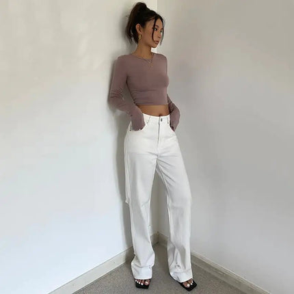 Women's Retro High Waist Loose Wide Leg Jeans