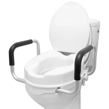 PEPE - Toilet Seat Riser with Handles Toilet Seat Risers for Seniors Toilet Riser with Handles Raised Toilet Seat with Lid Handicap Toilet Seat with Handles Over Toilet White 4" - Lamarshop1