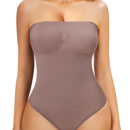 Nebility Strapless Womens Shapewear Bodysuit for Thong Body Shaper Bodysuit Tummy Control Bodysuit(UmberMedium) - Lamarshop1