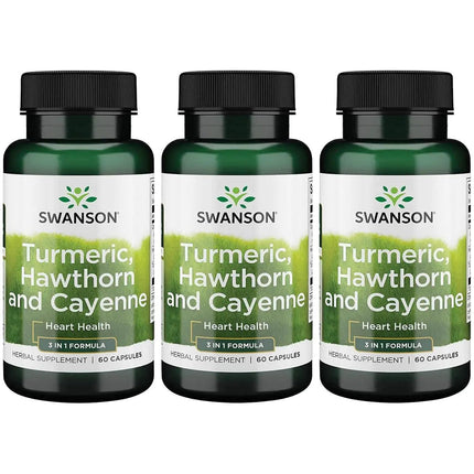Swanson Full Spectrum Turmeric Hawthorn & Cayenne 60 Capsules (3 Pack) - Lamarshop1