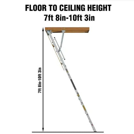 Household Aluminum Attic Ladder 25 X 54 ,350lbs Capacity, 7 - 10 Ft Ceiling Height - Lamarshop1