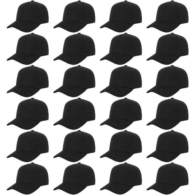 ZH Plain Baseball Caps 24 PC Blank Baseball Caps Adjustable Back Strap Plain Baseball Cap for Trucker Men Women Wholesale Bulk Baseball Caps (US Alpha One Size Large Black)