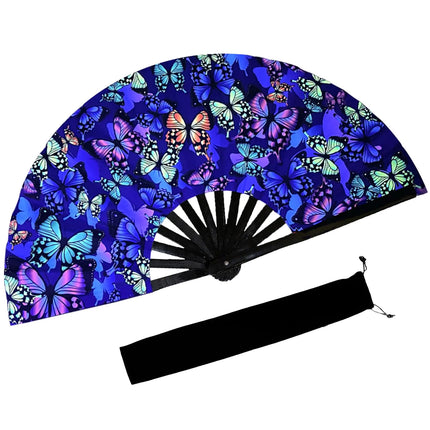 dmjuncong Large Folding Hand Rave FanClack Handheld Fan with Fan bagfor Music FestivalsCarnivalRainbow OutfitsDisco PartyNeon Party Glow Party Decorations Supplies. - Lamarshop1