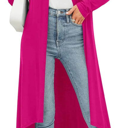 POGTMM Summer Cardigans for Women Lightweight Open Front Drape Long Duster Cardigans (Hot Pink XXL) - Lamarshop1
