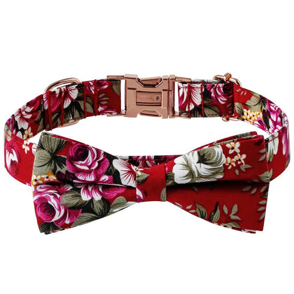 Cotton Dog Collar with Rose Gold Buckle - Lamarshop1