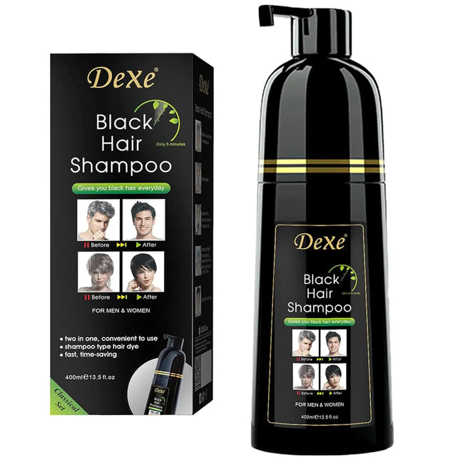 UniForU 400ml Black Hair Dye Shampoo Instant Color for Up to 30 Days Hair Color Shampoo for Women and Men - Lamarshop1