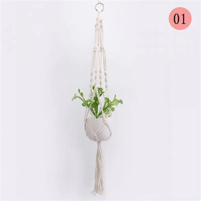 Handwoven Cotton Rope Hanging Planter Basket - Lamarshop1