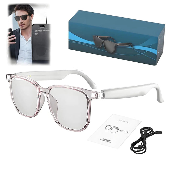 Hy C8 PRO Multifunctional AI Bluetooth Smart Glasses Hy - C8 Pro Smart Glasses with Camera 2025 New Wireless Headphone Ai Smart Smart Glasses for Listening to Music & CallingSupport 75 Languages(Whit - Lamarshop1