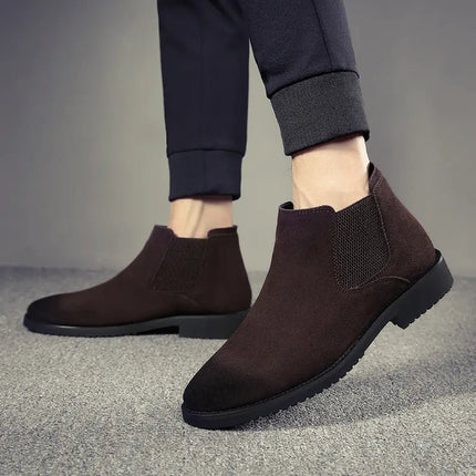 Men's High - Top Leather Chelsea Ankle Boots - Lamarshop1
