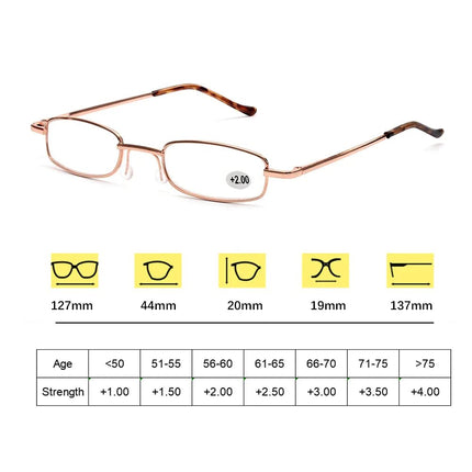 Classic HD Spring Compact Reading Glasses Readers Travel Slim Design with Case - Lamarshop1