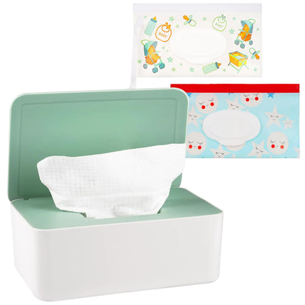 Whiidoom Diaper Wipes Dispenser Wipes Holder Wipes Tissue Case Keeps Wipes Fresh Tissue Wipes Container with Lid (Green)
