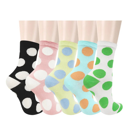 Benefeet Sox Cute Crew Socks for Women Girls Fun Polka Dot Patterned Socks Funny Novelty Cotton Socks Colorful Dress Socks Athletic Casual Socks High Ankle Socks 5 Pack - Lamarshop1