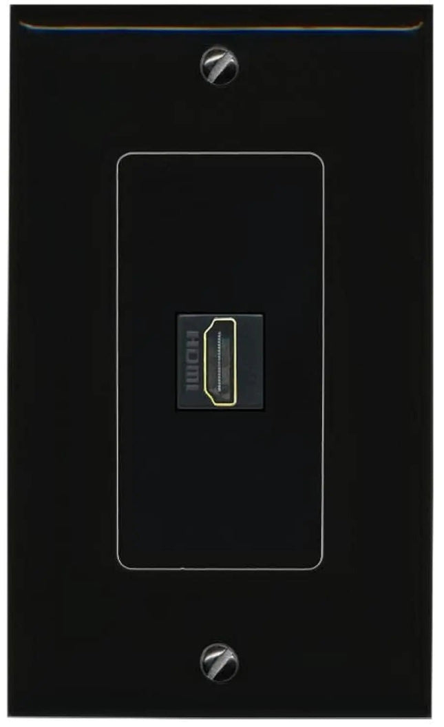 1 Port HDMI Wall Plate-1 Gang Black/Black