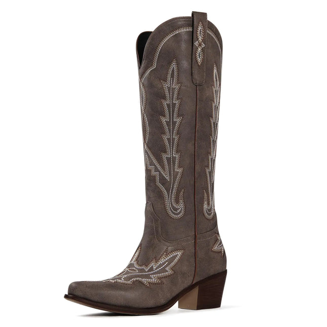 Ouepiano Cowboy Boots for Women Brown Cowgirl Boots Knee High Western Cow Girl Boots Country Boots Botas Vaqueras Para Hombre Size 7 - Lamarshop1