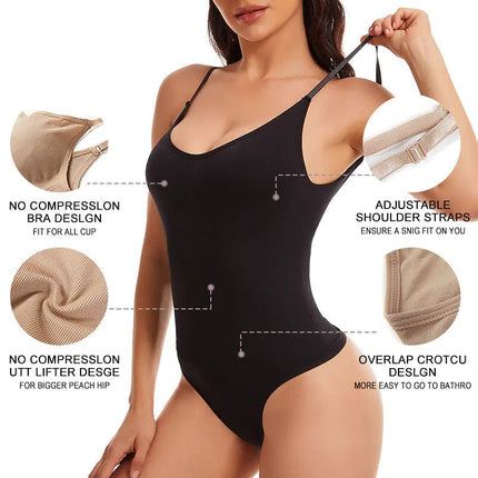 Plus Size Seamless Bodysuit with Thong for Women - Lamarshop1