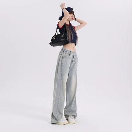 Cool Blue Wide-Leg Jeans