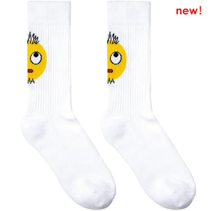 Original Design White Mustache Emoji Sports Socks - Lamarshop1