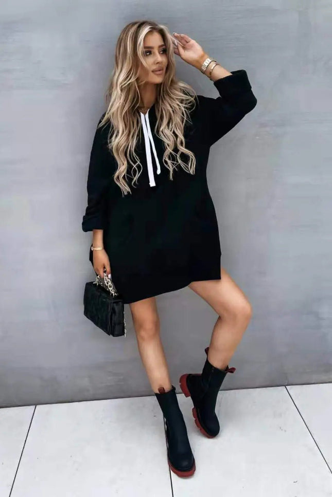 Women's Fleece Hooded Long - Sleeve Sweater with Slits - Lamarshop1