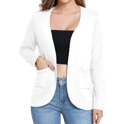 ADANIKI 2024 Womens Long Sleeve Cardigan with Pockets Lightweight Casual Loose Open Front Cardigans (White S) - Lamarshop1