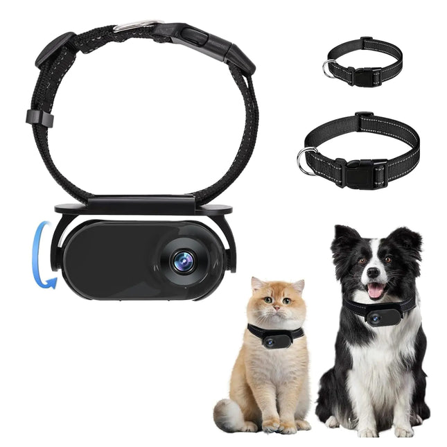Jiawu Cat Collar Camera HD 1080P Pet Camera Collar 120° Wide Angle Dog Collar Mini Sport Action Camera Portable Camera for Cats Dogs Outdoor Inoor (Black) - Lamarshop1