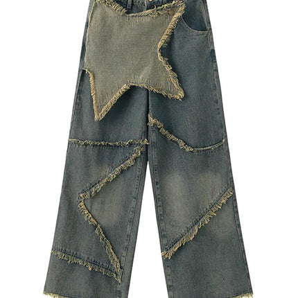 Retro Distressed Wide Leg Jeans for Women