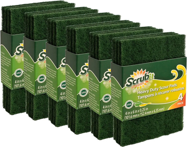 Scouring Pads - Heavy Duty Household Cleaning Scrubber with Non - Scratch Anti - Grease Technology - Reusable Scrubbing Pads – Green 24 Pack - Lamarshop1