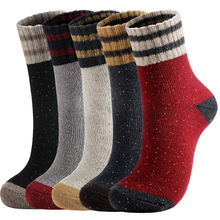5 Pairs Wool Socks for Women - Comfortable and Warm Womens Wool Socks Wool Socks Women Classic Womens Winter Socks Super Soft Crew Socks for Women Thick Knit Cabin Cozy Wool Socks Gifts For Women - Lamarshop1