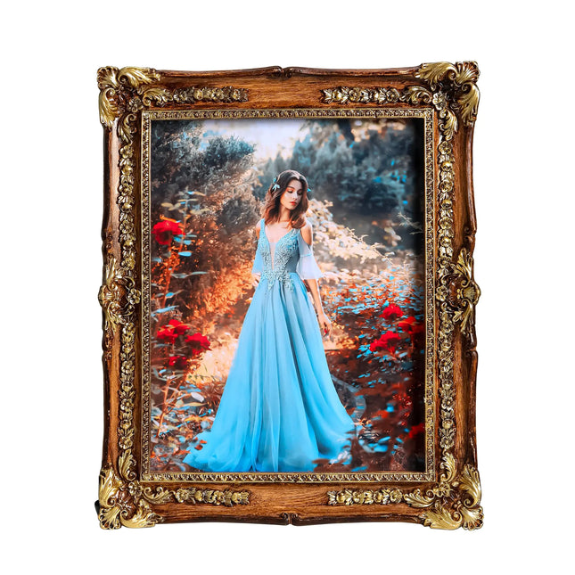 Satmole Brown 8x10 Vintage Picture Frame - Elegant Gold Ornate Antique Fancy Picture Frames with Glass Front Tabletop & Wall Display