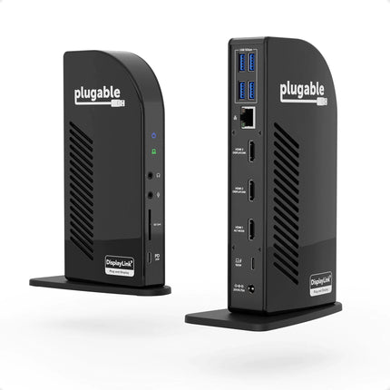 Plugable 13-in-1 USB-C Triple Monitor Docking Station 100W Laptop Charging DisplayLink Docking Station for Mac (Driver Req) Windows Chrome (3 HDMI 1 USB-C with 20W Charging 4 USB Ethernet SD)