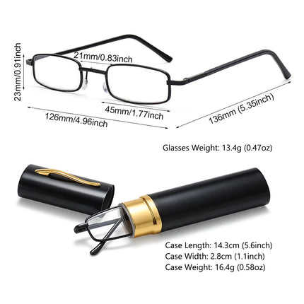 Classic HD Spring Compact Reading Glasses Readers Travel Slim Design with Case - Lamarshop1