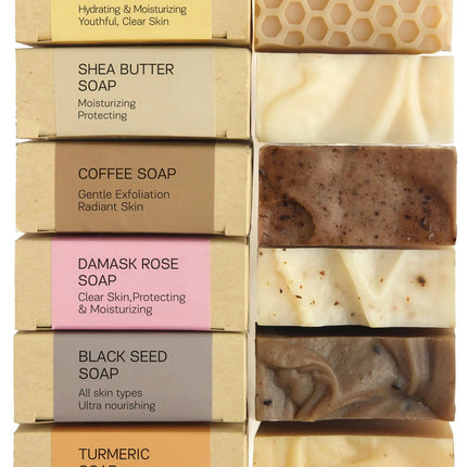Bar Soap Set for Normal Skin – Natural Soap Cold Processed Castile Soap Bar Honey & Oatmeal soap Blackseed Shea Butter Rose essential oil Coffee Turmeric Soap Bar (6PK) - Lamarshop1
