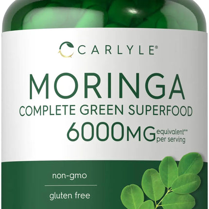 Carlyle Moringa Oleifera | 180 Capsules | Non-GMO and Gluten Free Supplement | Complete Green Superfood | from Moringa Leaf Powder