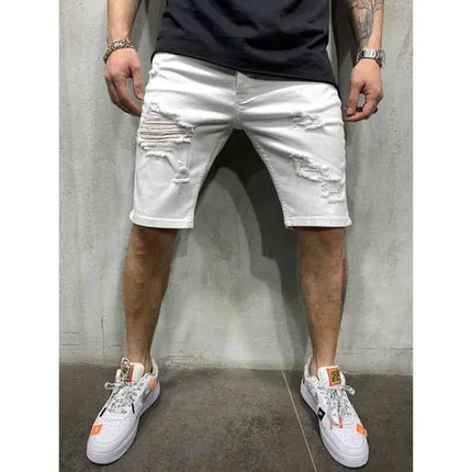 Slim Fit Men's Denim Pants with Holes - Lamarshop1