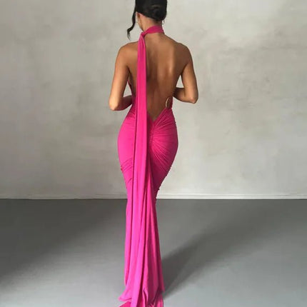 Backless Halter Sheath Dress For Women