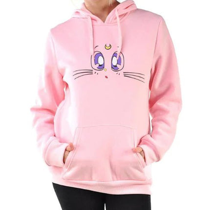 Women's Hooded Sweatshirt with Fleece Cat Design - Lamarshop1