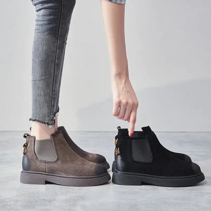 Women's Martin Boots 2020, Leather Chunky Ankle Boots - Lamarshop1
