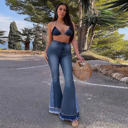 High-Rise Slim-Fit Wide-Leg Jeans for Women