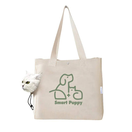 Portable Canvas Print Handbag for Outings with Pets - Lamarshop1