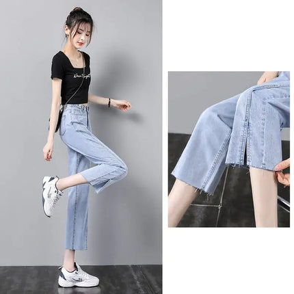 High Waist Women's Straight Leg Wide Leg Jeans