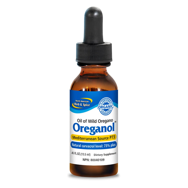 NORTH AMERICAN HERB & SPICE Oreganol P73-0.45 fl. oz. - Immune Support Optimal Health - Unprocessed Certified Organic Wild Oregano Oil - Mediterranean Source - Non-GMO - 194 Servings