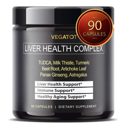 VEGATOT Liver Health Complex Formula 9750MG **USA Made and Tested** High Potency with TUDCA Milk Thistle Beet Root Artichoke Leaf Panax Ginseng Astragalus Tumeric - Clean & Detox Formula - Lamarshop1