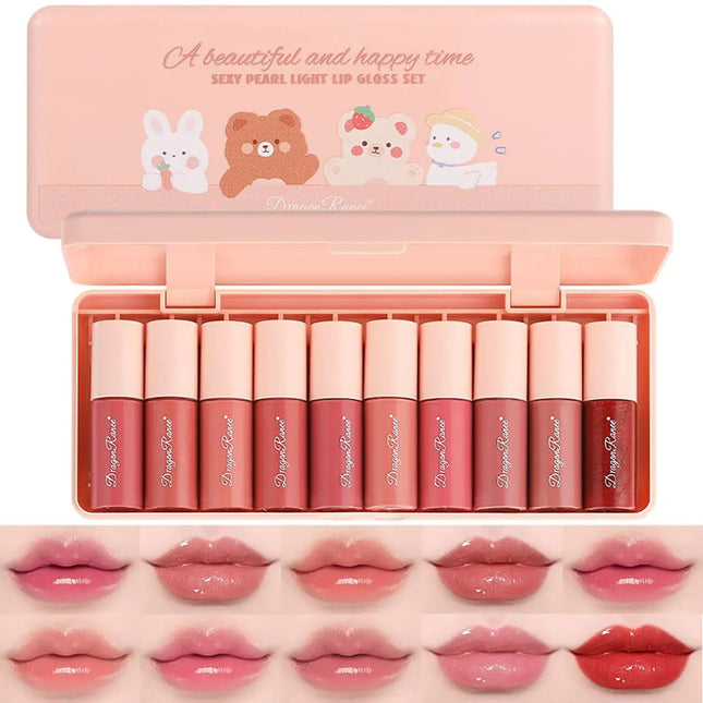 Alisesun 10 Colors Lip Tint Stain Set Plumping Lip Gloss Watery Lip Stain Multi-use for Mini Liquid Lipstick & Cheek Tint Long Lasting Vivid Color # 03