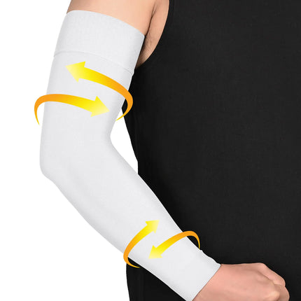 MGANG Lymphedema Compression Arm Sleeve for Women Men Opaque 15 - 20 mmHg Compression Full Arm Support with Silicone Band Relieve Swelling Edema Post Surgery Recovery Single White S - Lamarshop1