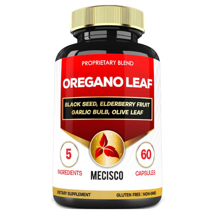 5in1 Oregano Capsules with Oregano Leaves and Black Seed Elderberry Garlic Bulb and Olive - Support Immune & Digestive Health for Men and Women - 60 Count for 2 Months Supply