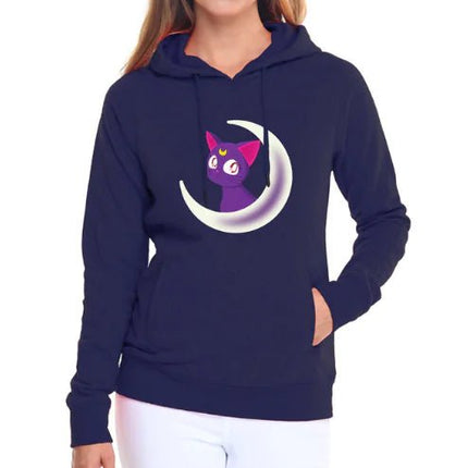 Women's Hooded Sweatshirt with Fleece Cat Design - Lamarshop1