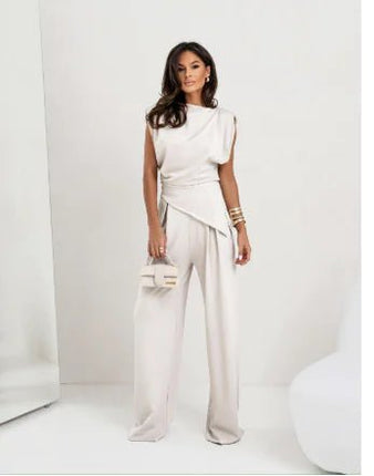 Elegant Women's Summer Two - Piece Set with Wide Pants - Lamarshop1