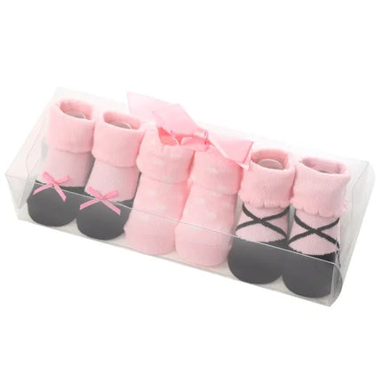 Cute Cartoon Polka Dot Baby Socks with Bow Set