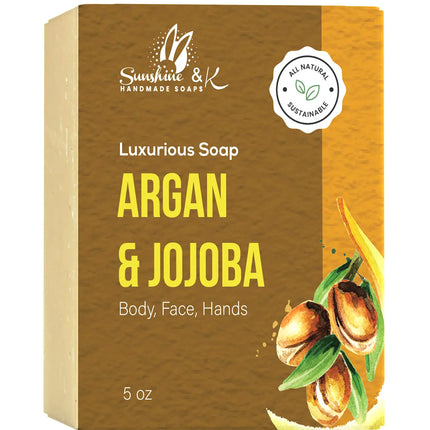 Argan & Jojoba Natural Soap – Body & Face Soap Bar - Bath and Shower Soap - Handmade Natural Soap with Essential Oils