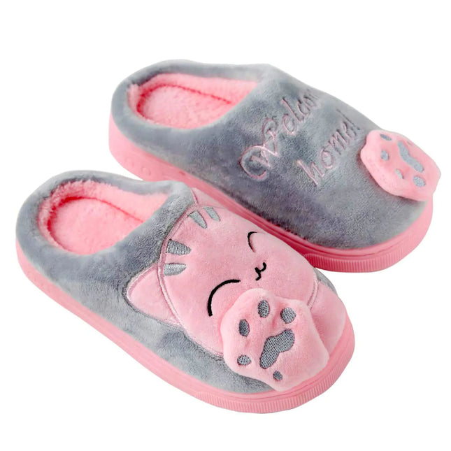 Anddyam Kids Family Cute Cat Household Anti - Slip Indoor Home Slippers for Girls and Boys (12 - 13 Little Kid Pink Cat 12) - Lamarshop1